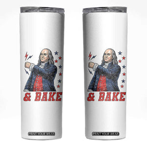And Bake Funny Benjamin Franklin Patriotic Graphic Matching Skinny Tumbler Vintage Founding Father Distressed Stars and Lightning Bolts Dynamic Duo