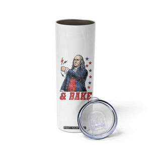 And Bake Funny Benjamin Franklin Patriotic Graphic Matching Skinny Tumbler Vintage Founding Father Distressed Stars and Lightning Bolts Dynamic Duo