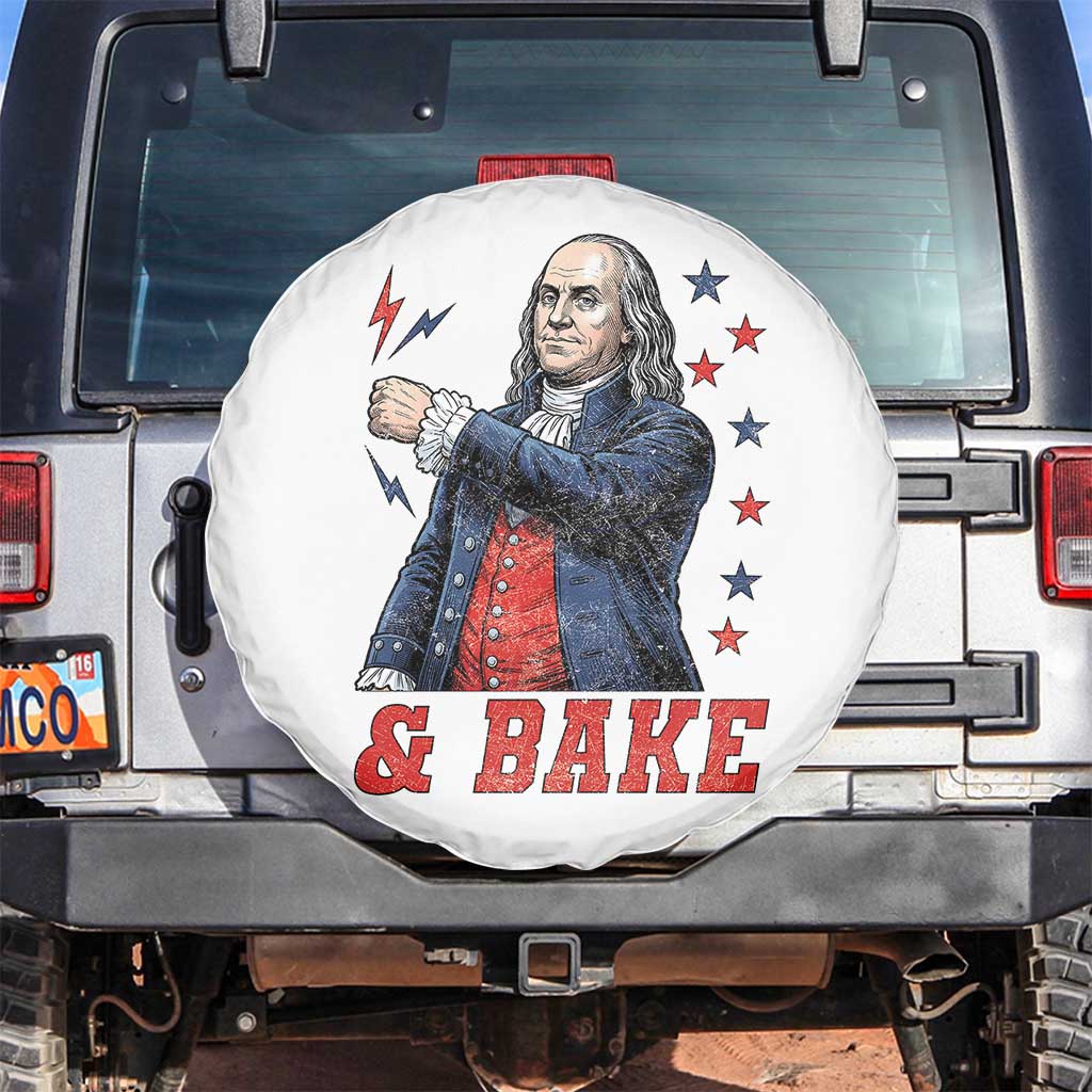 And Bake Funny Benjamin Franklin Patriotic Graphic Matching Spare Tire Cover Vintage Founding Father Distressed Stars and Lightning Bolts Dynamic Duo TS02 No hole White Print Your Wear