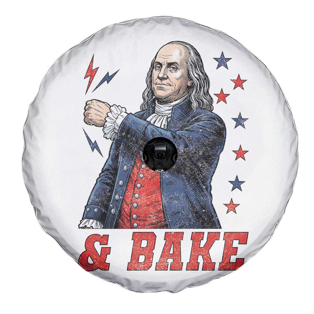 And Bake Funny Benjamin Franklin Patriotic Graphic Matching Spare Tire Cover Vintage Founding Father Distressed Stars and Lightning Bolts Dynamic Duo