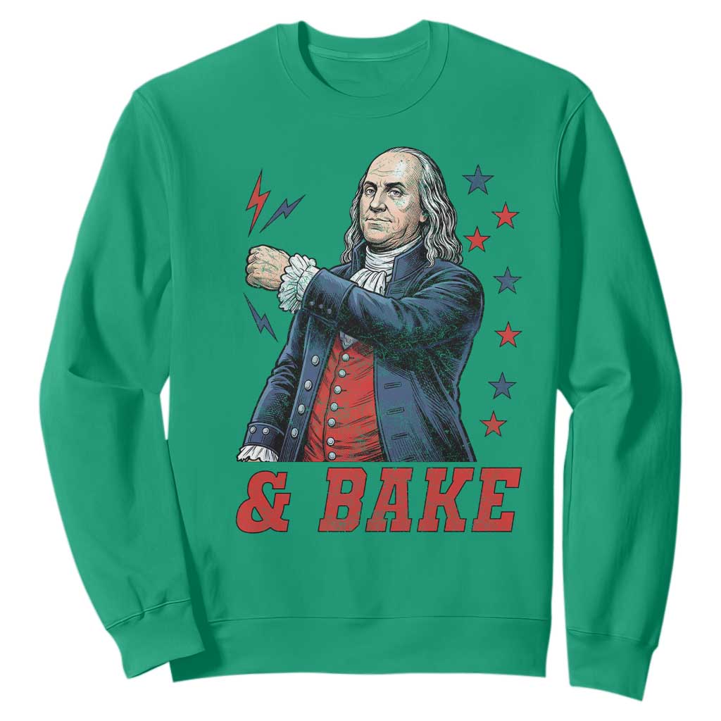 And Bake Funny Benjamin Franklin Patriotic Graphic Matching Sweatshirt Vintage Founding Father Distressed Stars and Lightning Bolts Dynamic Duo