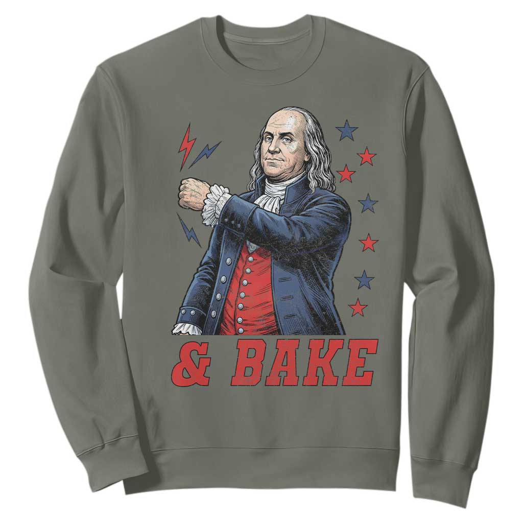 And Bake Funny Benjamin Franklin Patriotic Graphic Matching Sweatshirt Vintage Founding Father Distressed Stars and Lightning Bolts Dynamic Duo