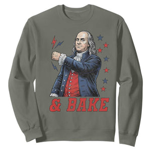 And Bake Funny Benjamin Franklin Patriotic Graphic Matching Sweatshirt Vintage Founding Father Distressed Stars and Lightning Bolts Dynamic Duo