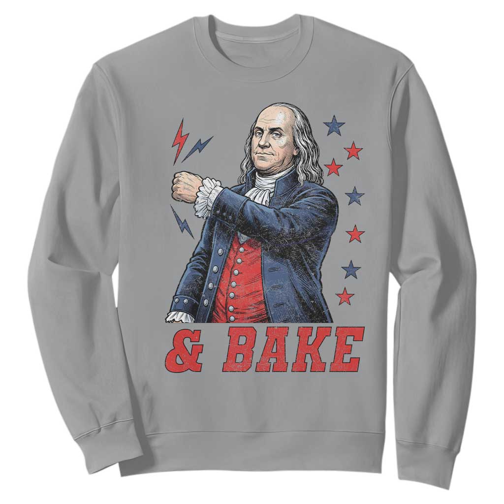 And Bake Funny Benjamin Franklin Patriotic Graphic Matching Sweatshirt Vintage Founding Father Distressed Stars and Lightning Bolts Dynamic Duo
