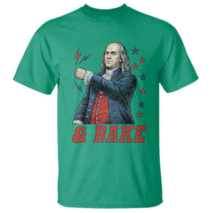 And Bake Funny Benjamin Franklin Patriotic Graphic Matching T Shirt Vintage Founding Father Distressed Stars and Lightning Bolts Dynamic Duo
