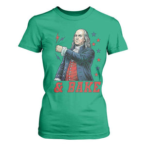 And Bake Funny Benjamin Franklin Patriotic Graphic Matching T Shirt For Women Vintage Founding Father Distressed Stars and Lightning Bolts Dynamic Duo