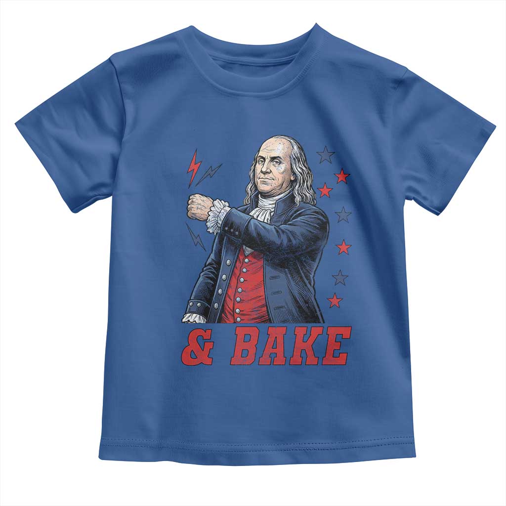 And Bake Funny Benjamin Franklin Patriotic Graphic Matching Toddler T Shirt Vintage Founding Father Distressed Stars and Lightning Bolts Dynamic Duo