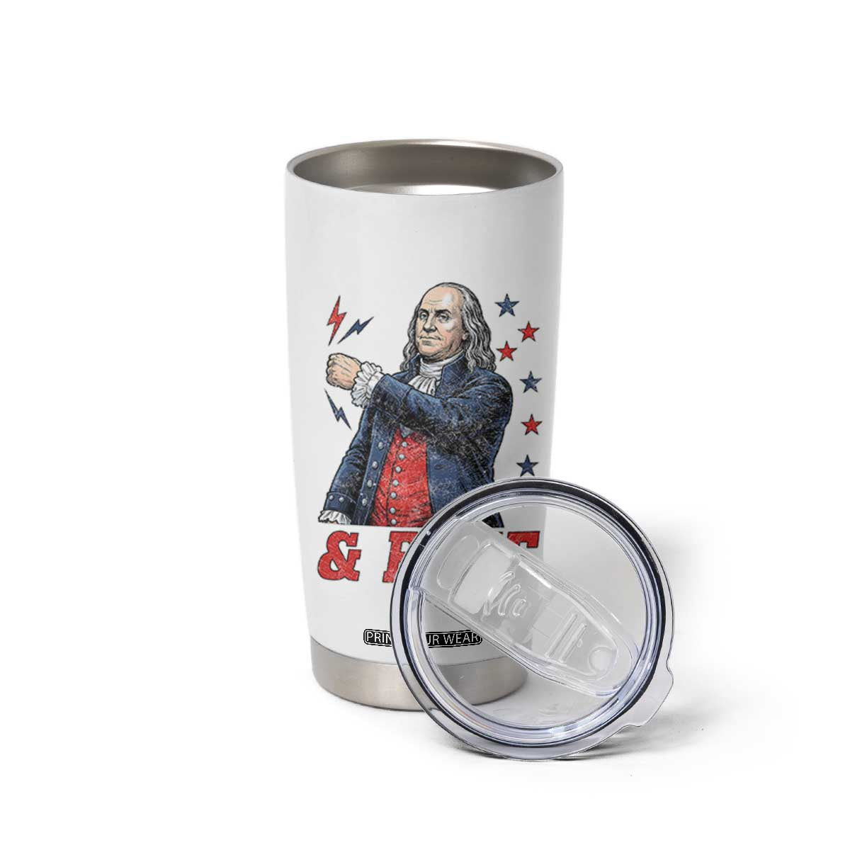 And Bake Funny Benjamin Franklin Patriotic Graphic Matching Tumbler Cup Vintage Founding Father Distressed Stars and Lightning Bolts Dynamic Duo