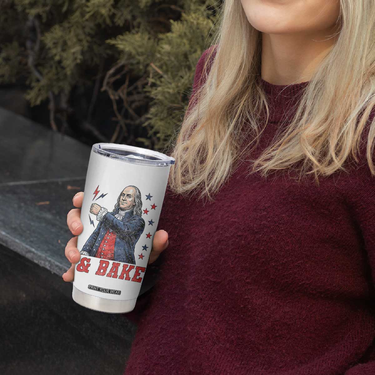 And Bake Funny Benjamin Franklin Patriotic Graphic Matching Tumbler Cup Vintage Founding Father Distressed Stars and Lightning Bolts Dynamic Duo
