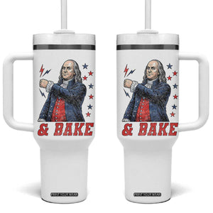 And Bake Funny Benjamin Franklin Patriotic Graphic Matching Tumbler With Handle Vintage Founding Father Distressed Stars and Lightning Bolts Dynamic Duo