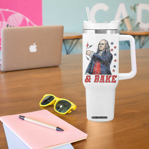 And Bake Funny Benjamin Franklin Patriotic Graphic Matching Tumbler With Handle Vintage Founding Father Distressed Stars and Lightning Bolts Dynamic Duo
