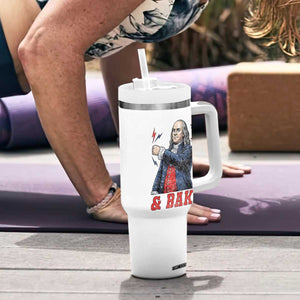 And Bake Funny Benjamin Franklin Patriotic Graphic Matching Tumbler With Handle Vintage Founding Father Distressed Stars and Lightning Bolts Dynamic Duo