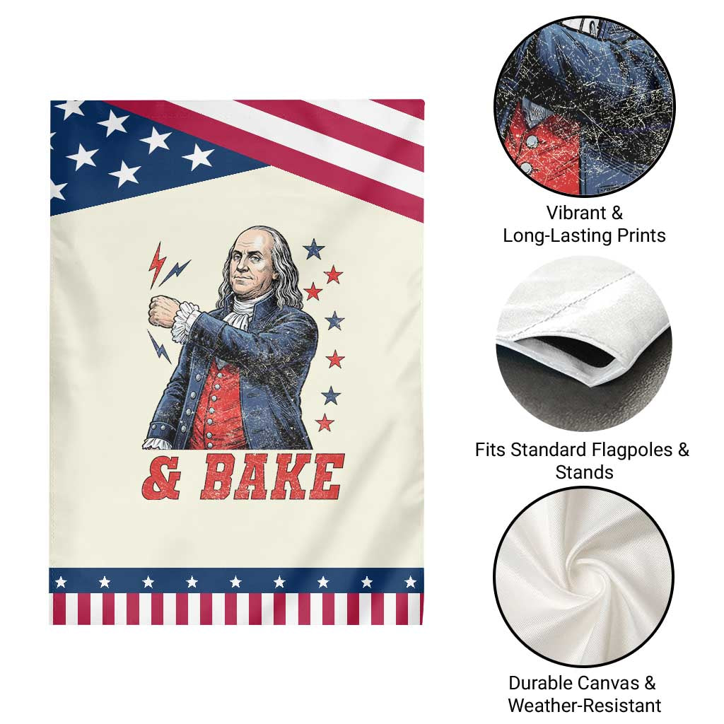 And Bake Funny Benjamin Franklin Graphic Matching Patriotic Garden Flag Vintage Founding Father Distressed Stars and Lightning Bolts Dynamic Duo