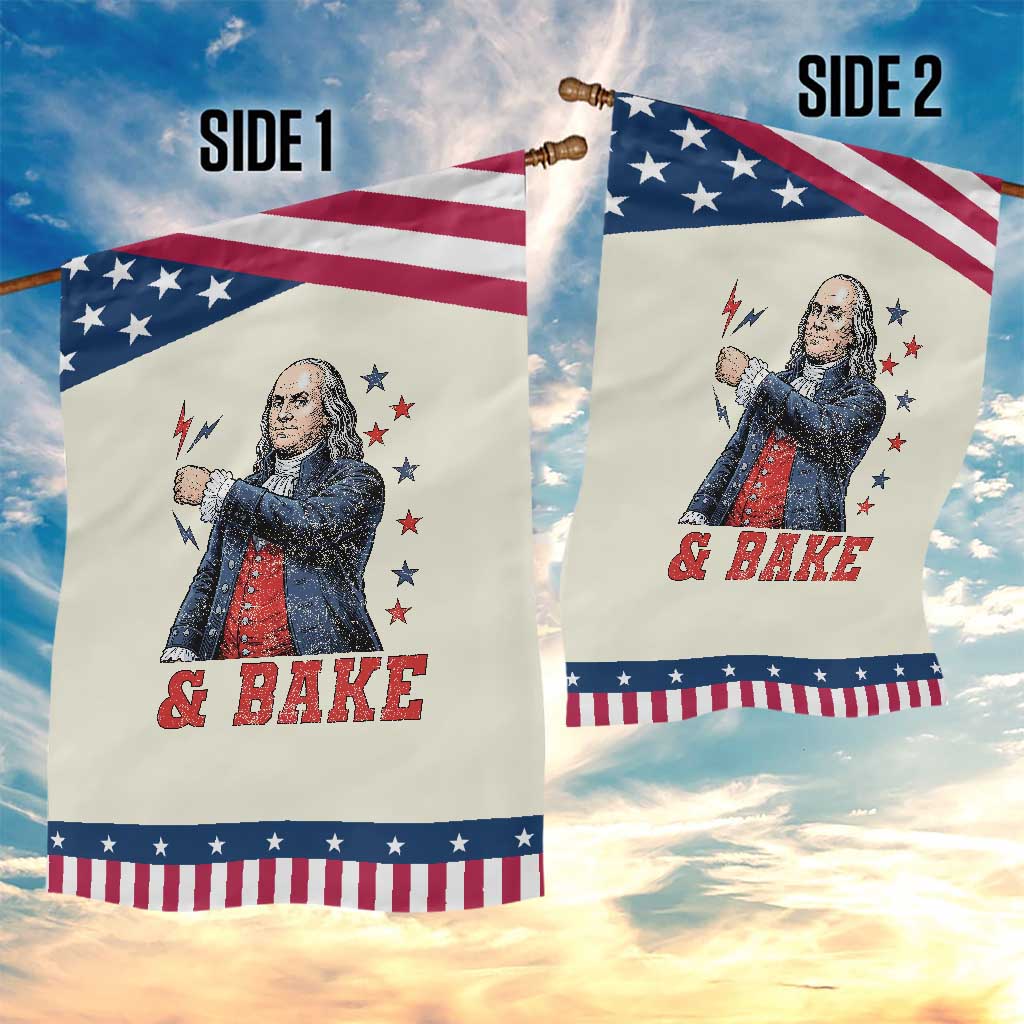 And Bake Funny Benjamin Franklin Graphic Matching Patriotic Garden Flag Vintage Founding Father Distressed Stars and Lightning Bolts Dynamic Duo