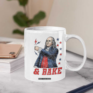 And Bake Funny Benjamin Franklin Patriotic Graphic Matching Coffee Mug Vintage Founding Father Distressed Stars and Lightning Bolts Dynamic Duo