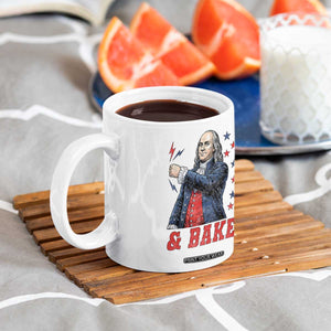 And Bake Funny Benjamin Franklin Patriotic Graphic Matching Coffee Mug Vintage Founding Father Distressed Stars and Lightning Bolts Dynamic Duo