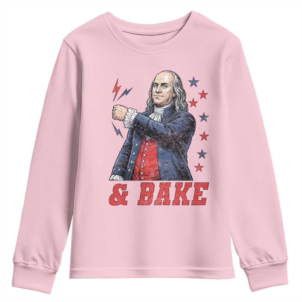 And Bake Funny Benjamin Franklin Patriotic Graphic Matching Youth Sweatshirt Vintage Founding Father Distressed Stars and Lightning Bolts Dynamic Duo