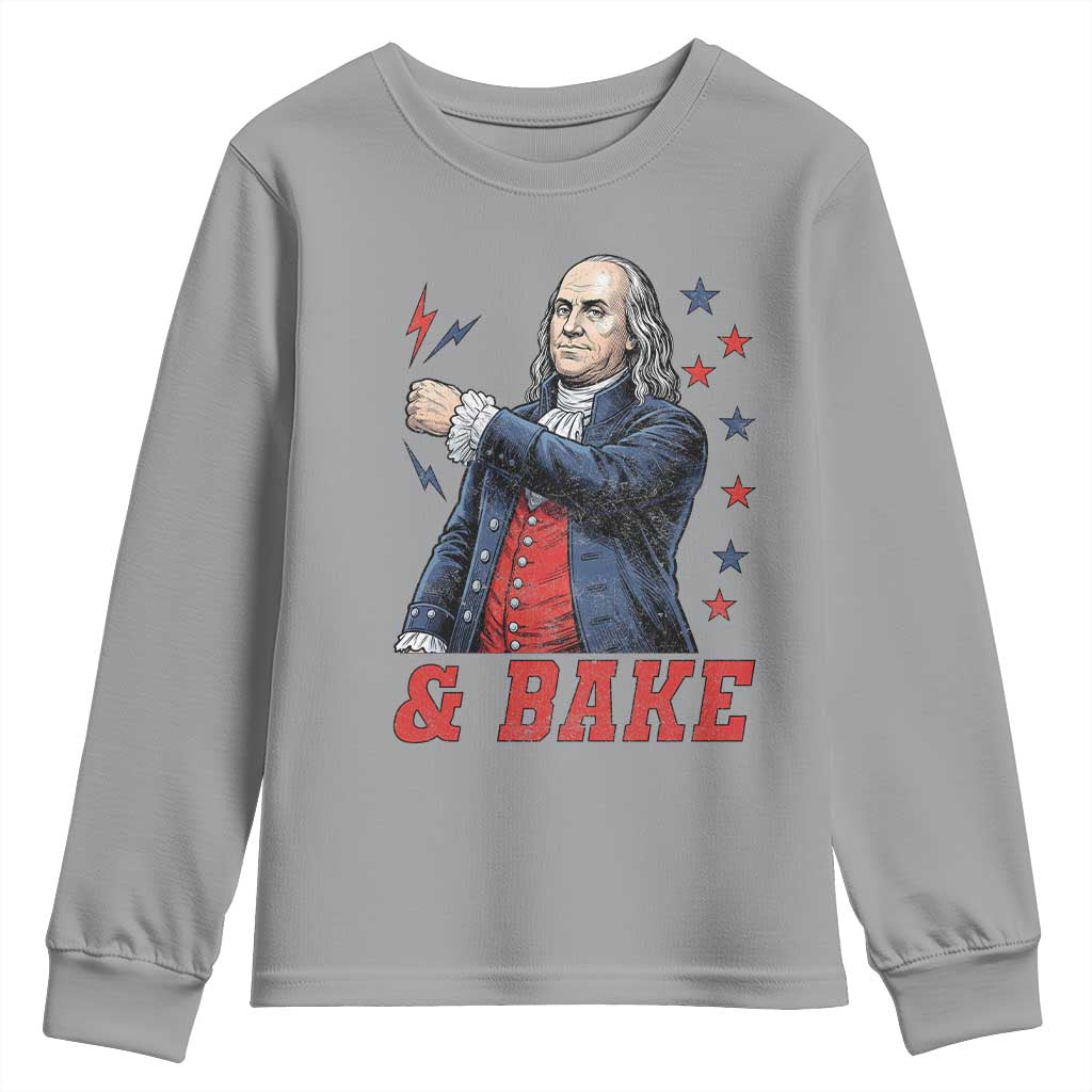 And Bake Funny Benjamin Franklin Patriotic Graphic Matching Youth Sweatshirt Vintage Founding Father Distressed Stars and Lightning Bolts Dynamic Duo