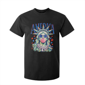 America Statue of Liberty Blowing Bubblegum T Shirt For Kid Star and Glasses Patriotic Summer Vibes Graphic