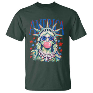 America Statue of Liberty Blowing Bubblegum T Shirt Star and Glasses Patriotic Summer Vibes Graphic