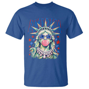 America Statue of Liberty Blowing Bubblegum T Shirt Star and Glasses Patriotic Summer Vibes Graphic