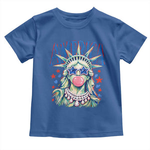 America Statue of Liberty Blowing Bubblegum Toddler T Shirt Star and Glasses Patriotic Summer Vibes Graphic
