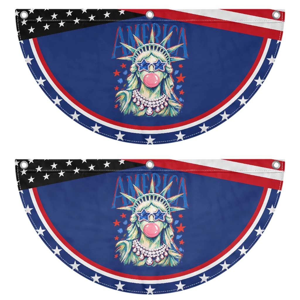 America Statue of Liberty Blowing Bubblegum Patriotic Fan Flag Star and Glasses Summer Vibes Graphic