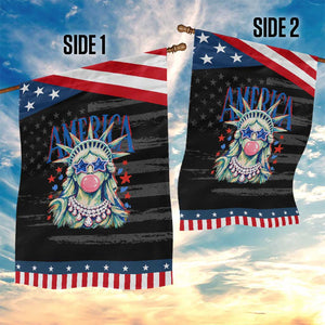 America Statue of Liberty Blowing Bubblegum Patriotic Garden Flag Star and Glasses Summer Vibes Graphic