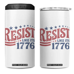 Resist Like Its 1776 4 in 1 Can Cooler Tumbler Vintage Distressed Patriotic Political Satire Graphic