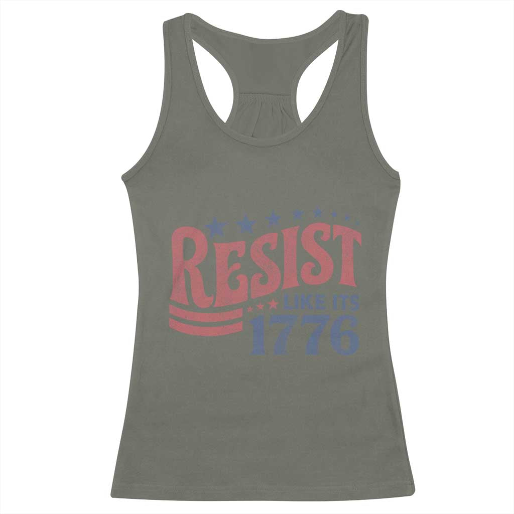 Resist Like Its 1776 Racerback Tank Top Vintage Distressed Patriotic Political Satire Graphic