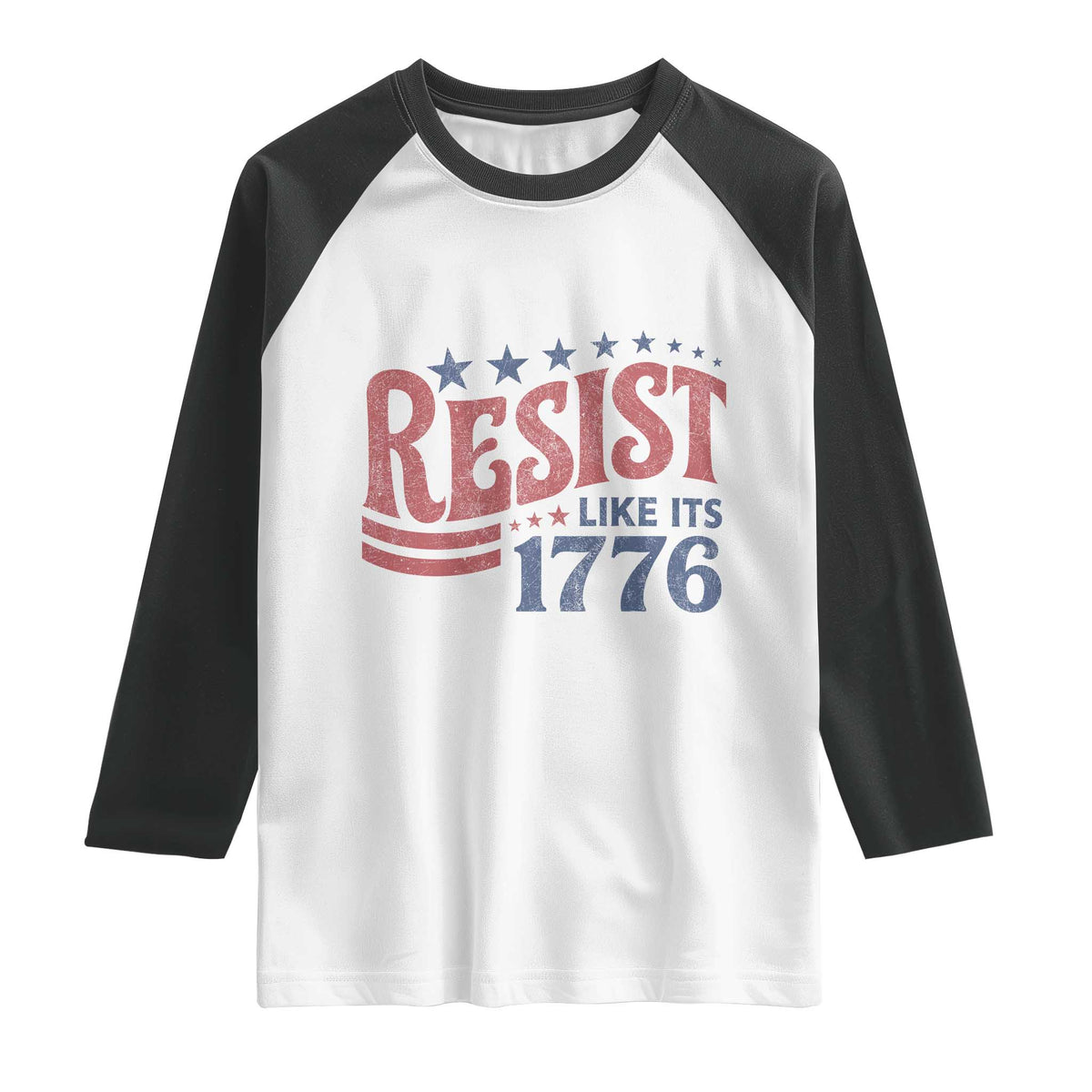 Resist Like Its 1776 Raglan Shirt Vintage Distressed Patriotic Political Satire Graphic