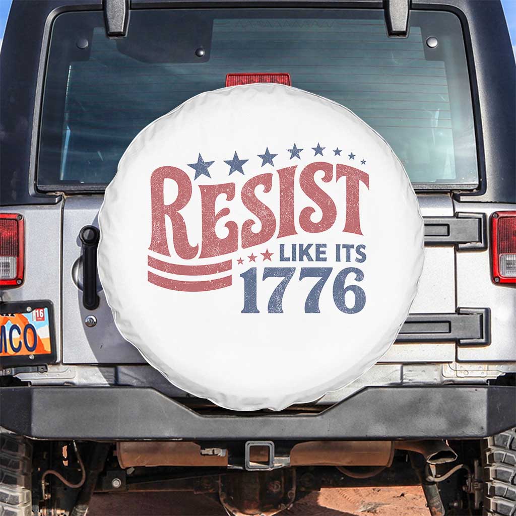 Resist Like Its 1776 Spare Tire Cover Vintage Distressed Patriotic Political Satire Graphic TS02 No hole White Print Your Wear