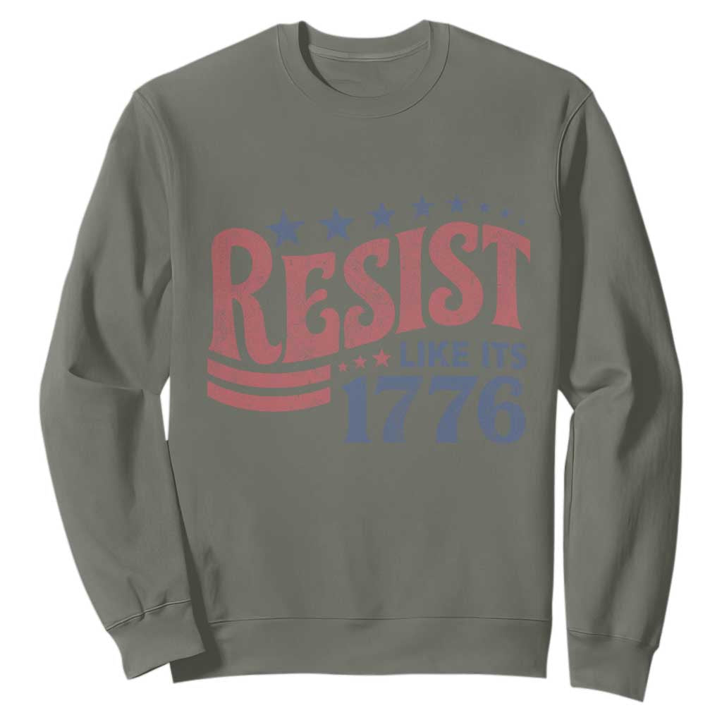 Resist Like Its 1776 Sweatshirt Vintage Distressed Patriotic Political Satire Graphic