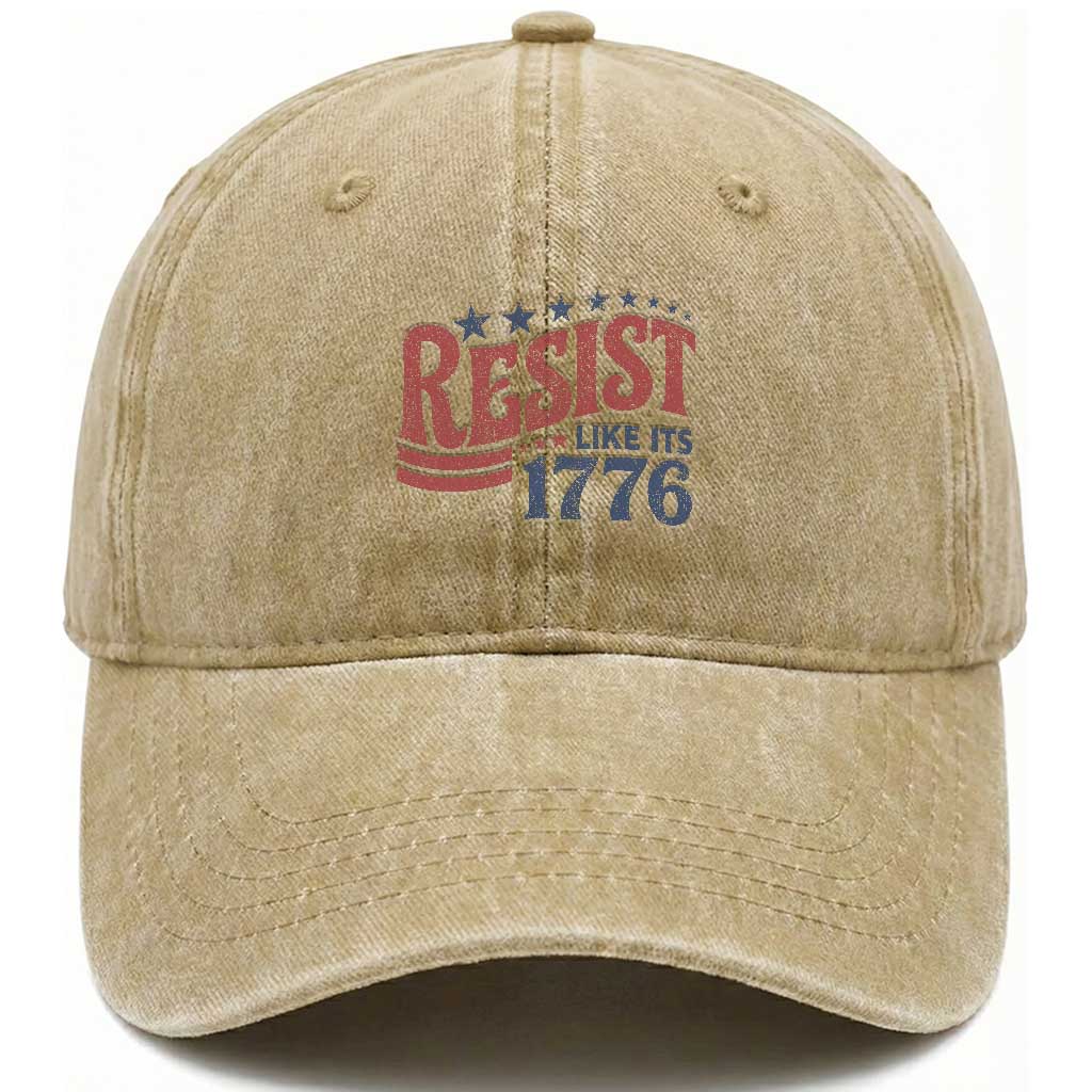 Resist Like Its 1776 Washed Cotton Baseball Cap Vintage Distressed Patriotic Political Satire Graphic TS02 Print Your Wear