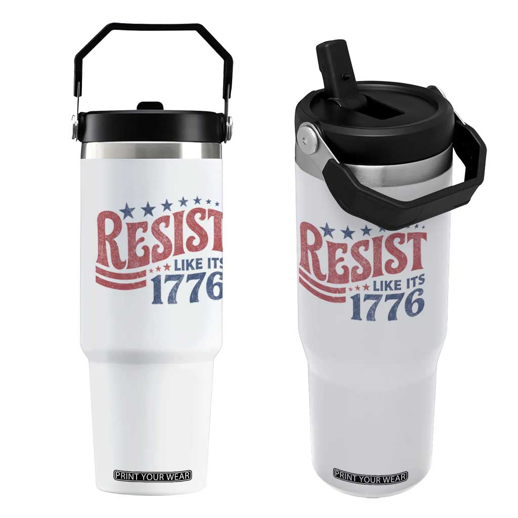 Resist Like Its 1776 Flip Straw Tumbler Vintage Distressed Patriotic Political Satire Graphic
