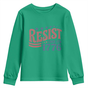 Resist Like Its 1776 Youth Sweatshirt Vintage Distressed Patriotic Political Satire Graphic