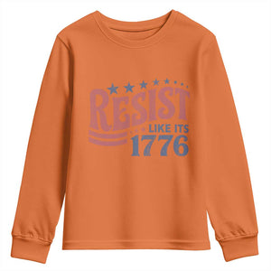 Resist Like Its 1776 Youth Sweatshirt Vintage Distressed Patriotic Political Satire Graphic