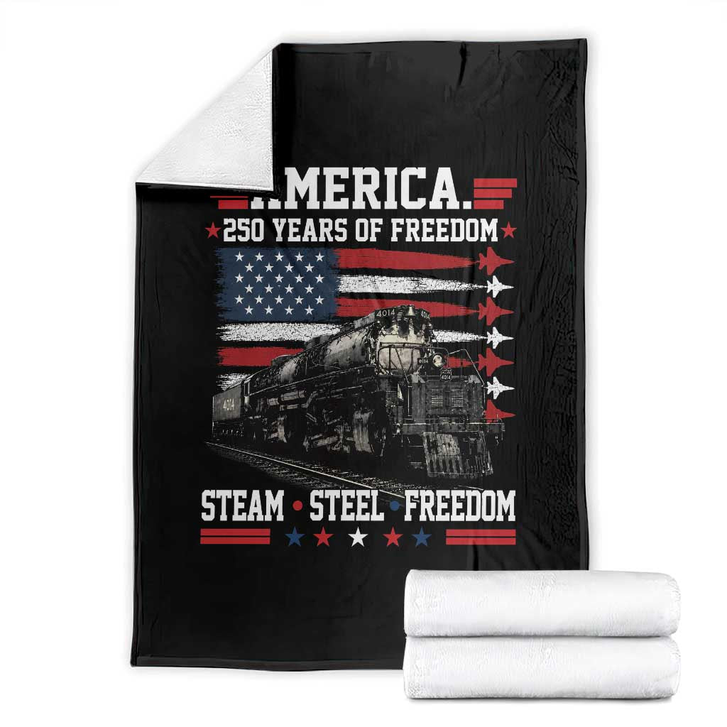 Steam Steel Freedom Stainless American Spirit Throw Blanket 250 Years USA Railroad Legend Patriotic Military Jet Flyover Graphic TS02 Black Print Your Wear