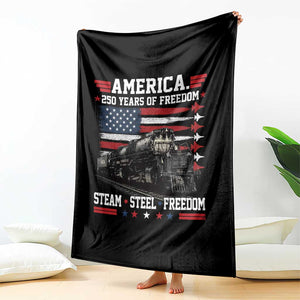 Steam Steel Freedom Stainless American Spirit Throw Blanket 250 Years USA Railroad Legend Patriotic Military Jet Flyover Graphic TS02 Print Your Wear
