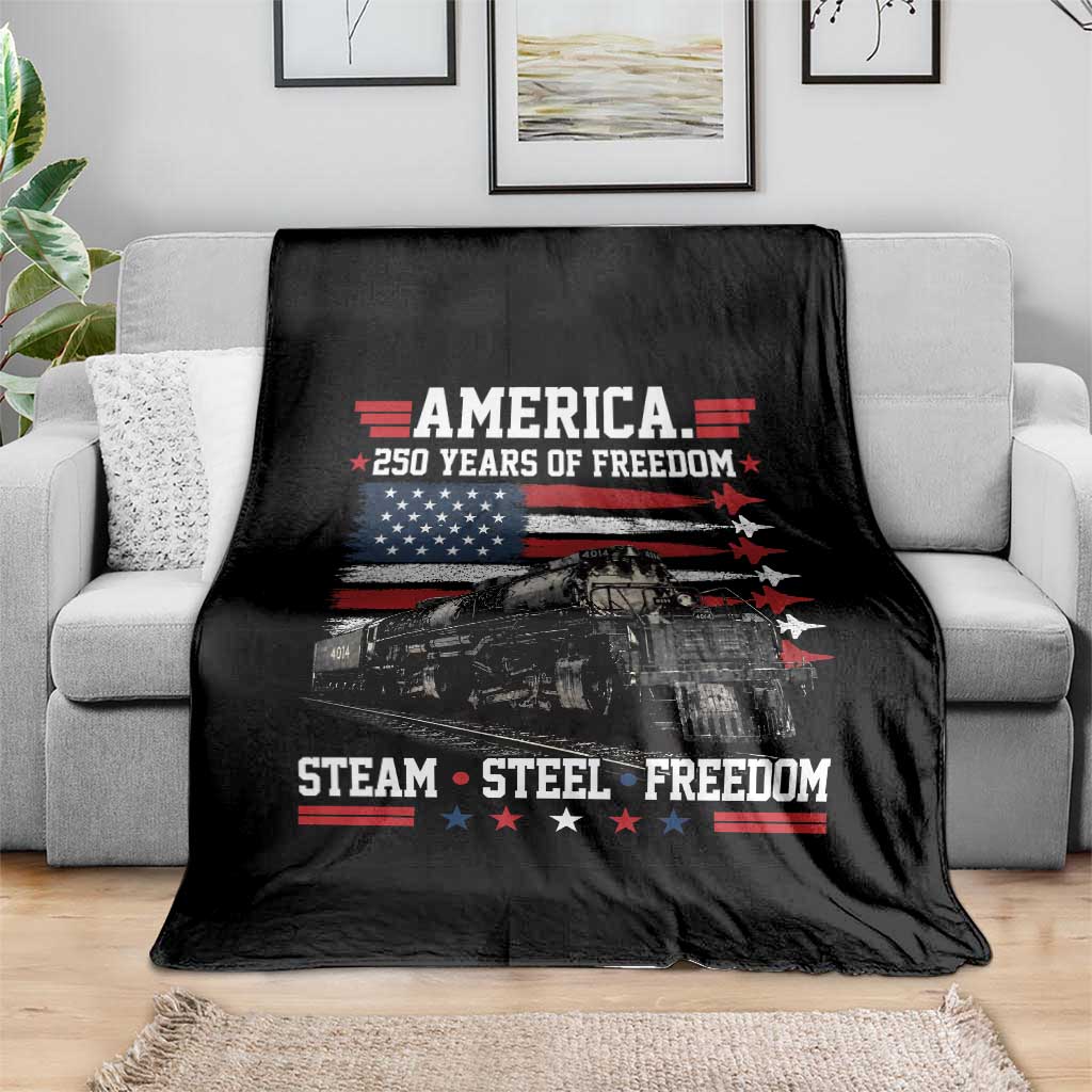 Steam Steel Freedom Stainless American Spirit Throw Blanket 250 Years USA Railroad Legend Patriotic Military Jet Flyover Graphic TS02 Print Your Wear