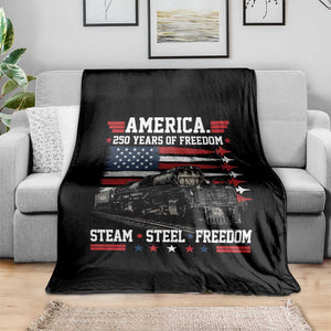Steam Steel Freedom Stainless American Spirit Throw Blanket 250 Years USA Railroad Legend Patriotic Military Jet Flyover Graphic TS02 Print Your Wear