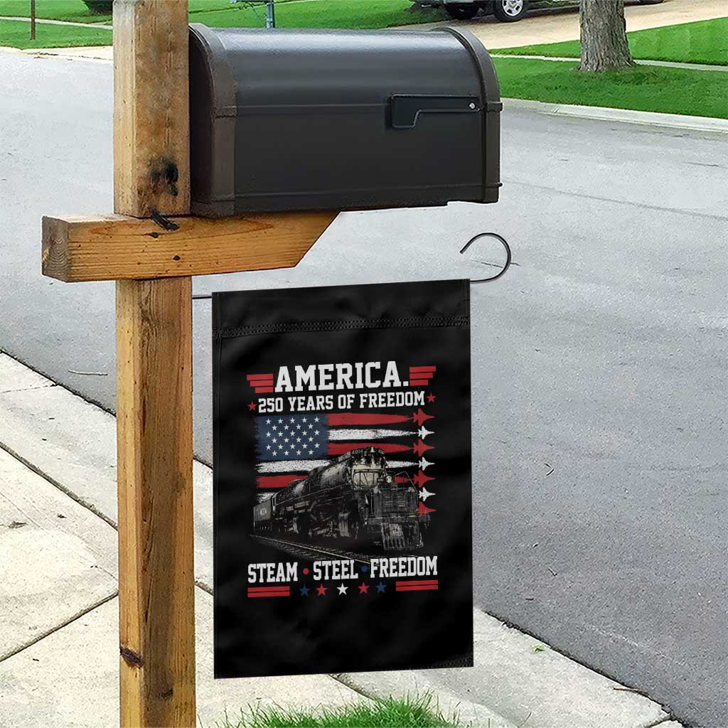 Steam Steel Freedom Stainless American Spirit Garden Flag 250 Years USA Railroad Legend Patriotic Military Jet Flyover Graphic TS02 Print Your Wear