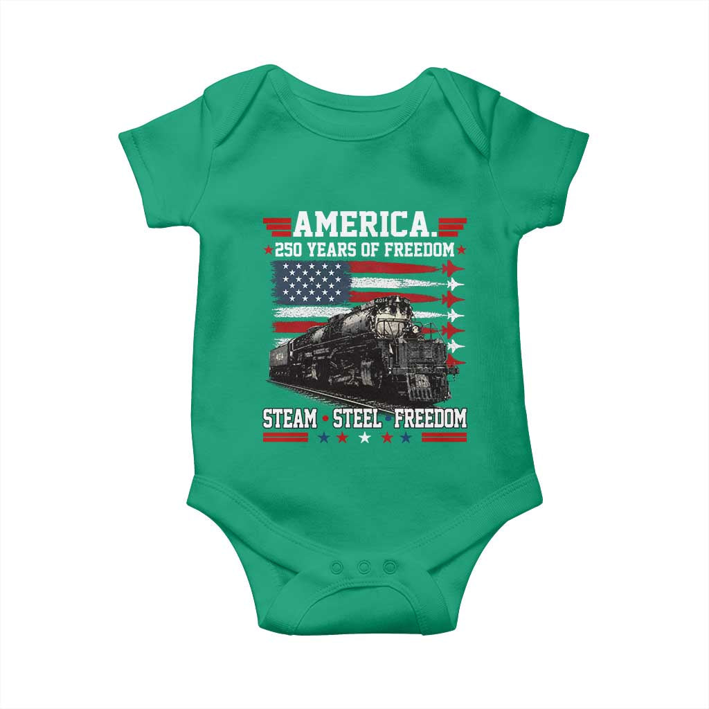 Steam Steel Freedom Stainless American Spirit Baby Onesie 250 Years USA Railroad Legend Patriotic Military Jet Flyover Graphic TS02 Irish Green Print Your Wear