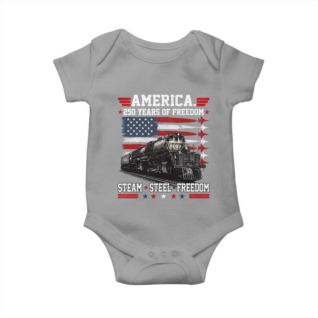 Steam Steel Freedom Stainless American Spirit Baby Onesie 250 Years USA Railroad Legend Patriotic Military Jet Flyover Graphic TS02 Sport Gray Print Your Wear