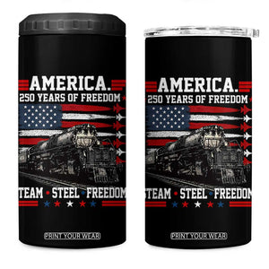 Steam Steel Freedom Stainless American Spirit 4 in 1 Can Cooler Tumbler 250 Years USA Railroad Legend Patriotic Military Jet Flyover Graphic TS02 One Size: 16 oz Black Print Your Wear