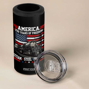 Steam Steel Freedom Stainless American Spirit 4 in 1 Can Cooler Tumbler 250 Years USA Railroad Legend Patriotic Military Jet Flyover Graphic TS02 Print Your Wear
