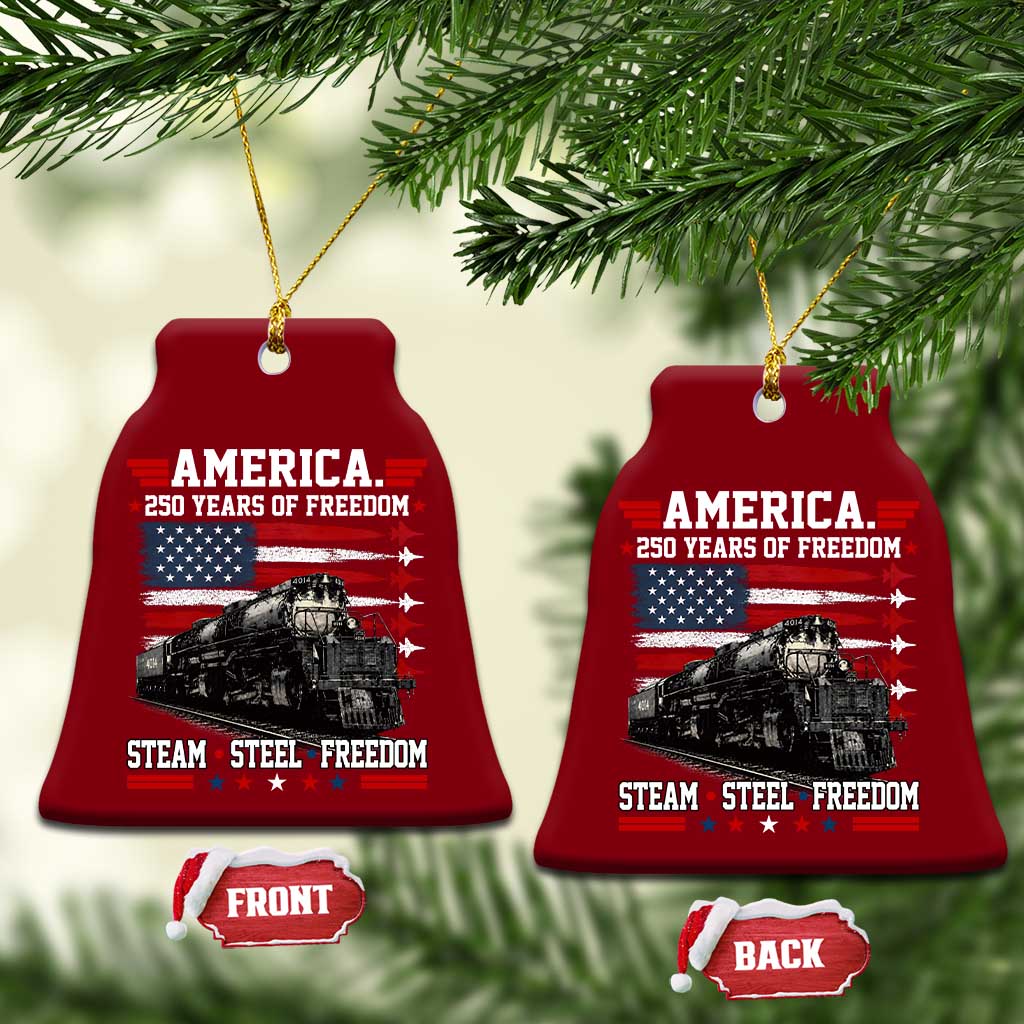 Steam Steel Freedom Stainless American Spirit Ceramic Ornament 250 Years USA Railroad Legend Patriotic Military Jet Flyover Graphic