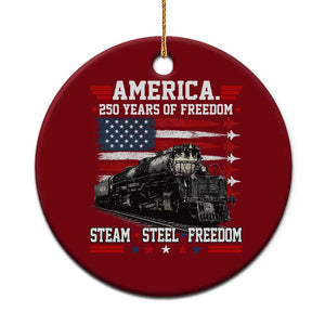 Steam Steel Freedom Stainless American Spirit Ceramic Ornament 250 Years USA Railroad Legend Patriotic Military Jet Flyover Graphic