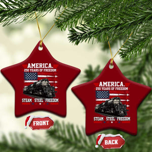 Steam Steel Freedom Stainless American Spirit Ceramic Ornament 250 Years USA Railroad Legend Patriotic Military Jet Flyover Graphic