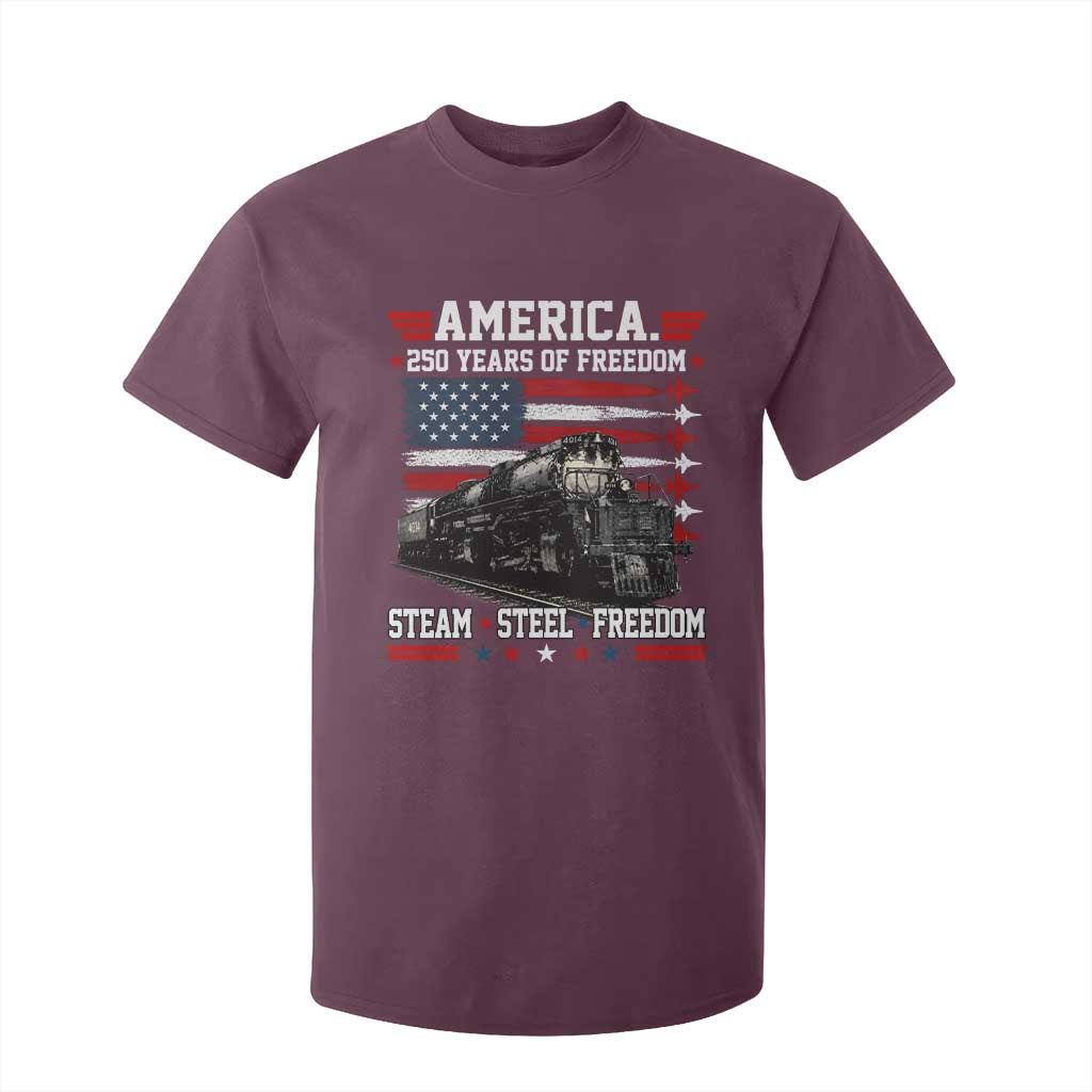 Steam Steel Freedom Stainless American Spirit T Shirt For Kid 250 Years USA Railroad Legend Patriotic Military Jet Flyover Graphic